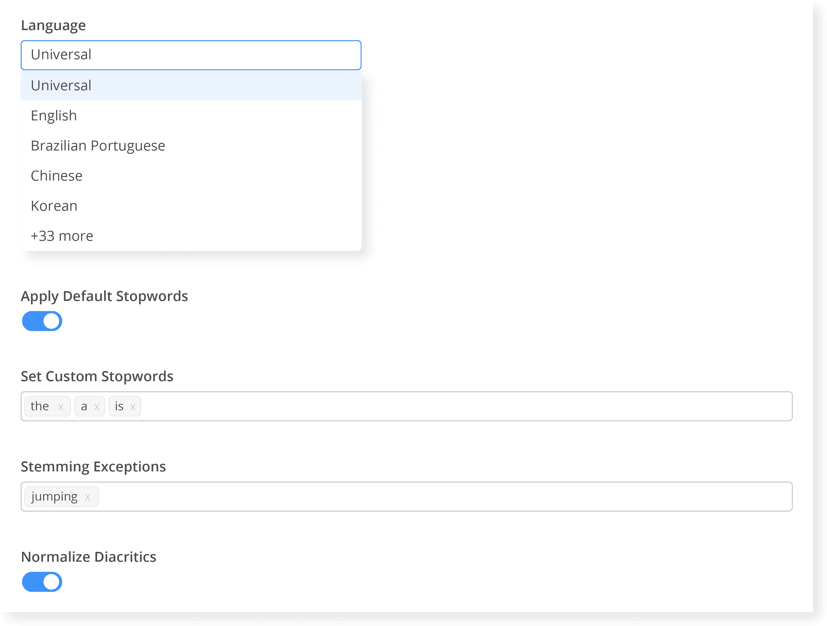Language settings